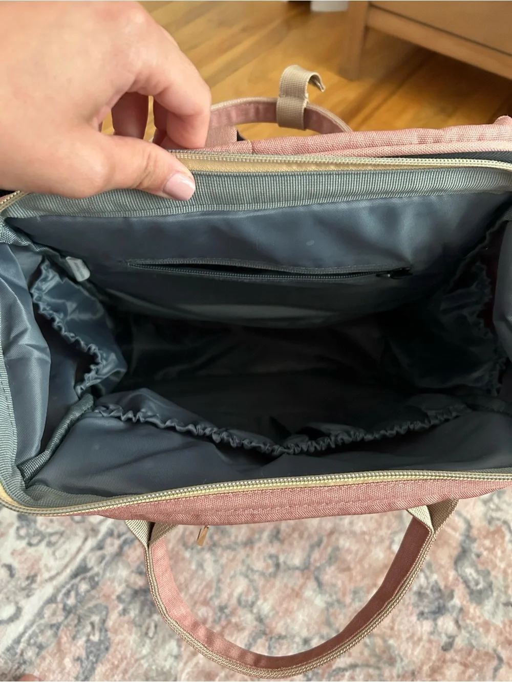 Expandable Diaper Backpack- Pink/Gold